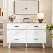 6 Drawer Wood Dresser with Metal Handles