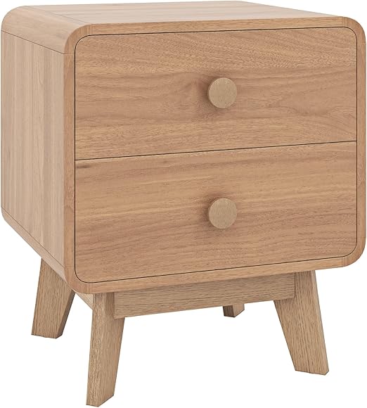 Mid-Century Modern 2-Drawer Nightstand White