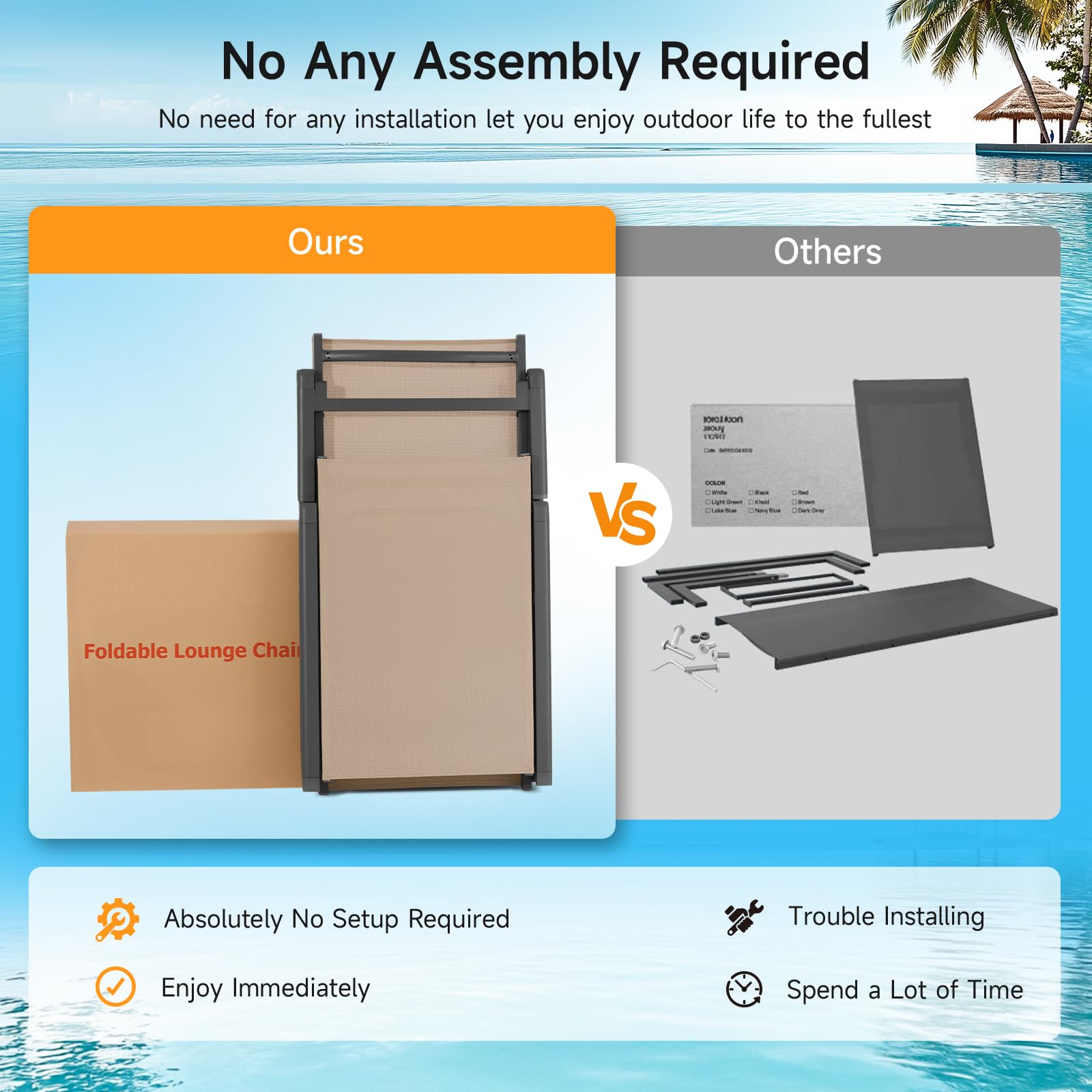 Aluminum Chaise Lounge Chair with 5-Position Adjustable Backrest