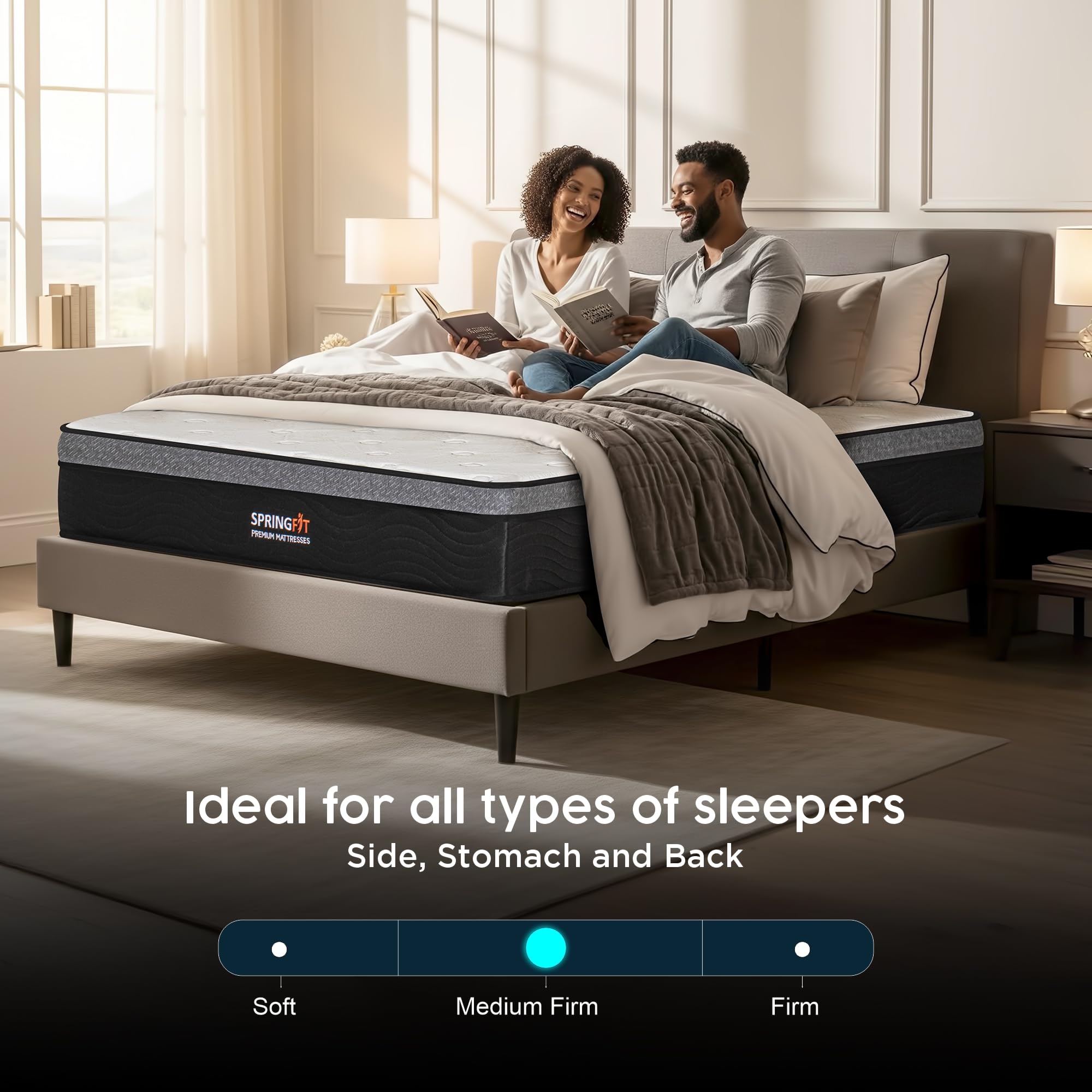 Hybrid Pocket Spring Mattress 10 Inch Medium Firm Full