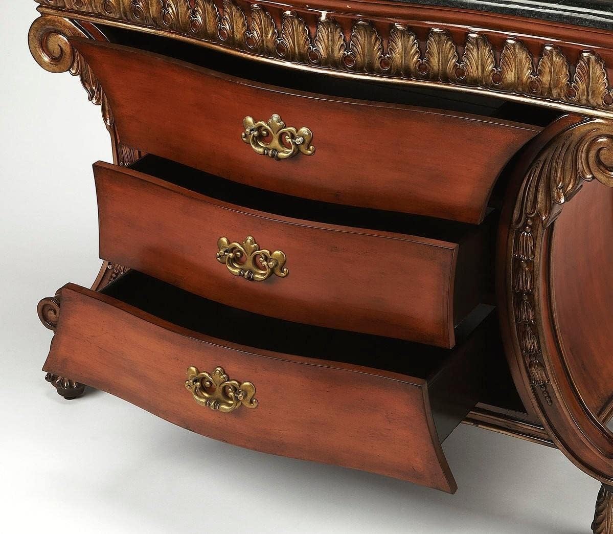Fossil Stone Console Chest with 3 Drawers