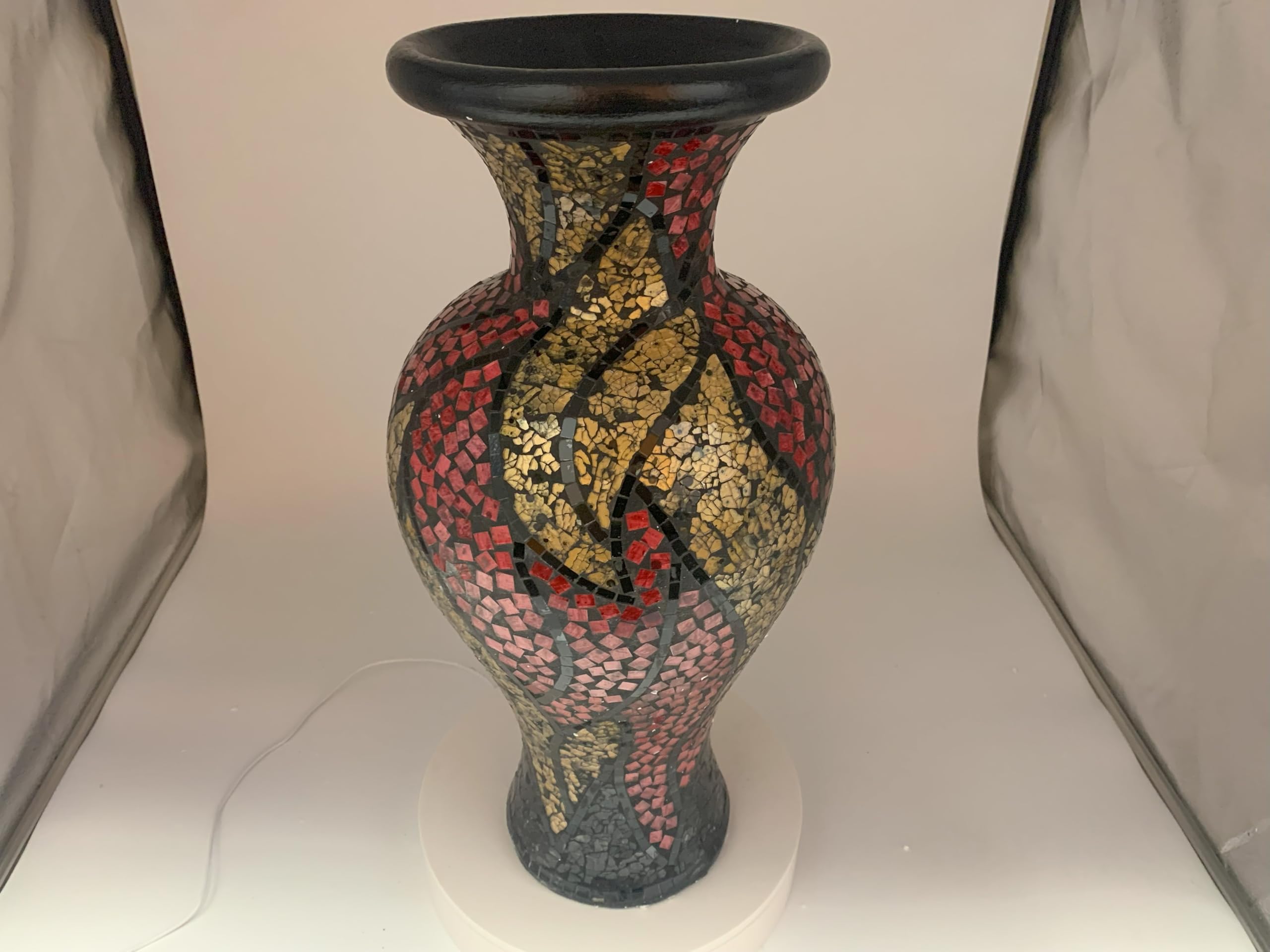 24 Inch Mosaic Floor Vase - Handcrafted Terracotta Cylinder