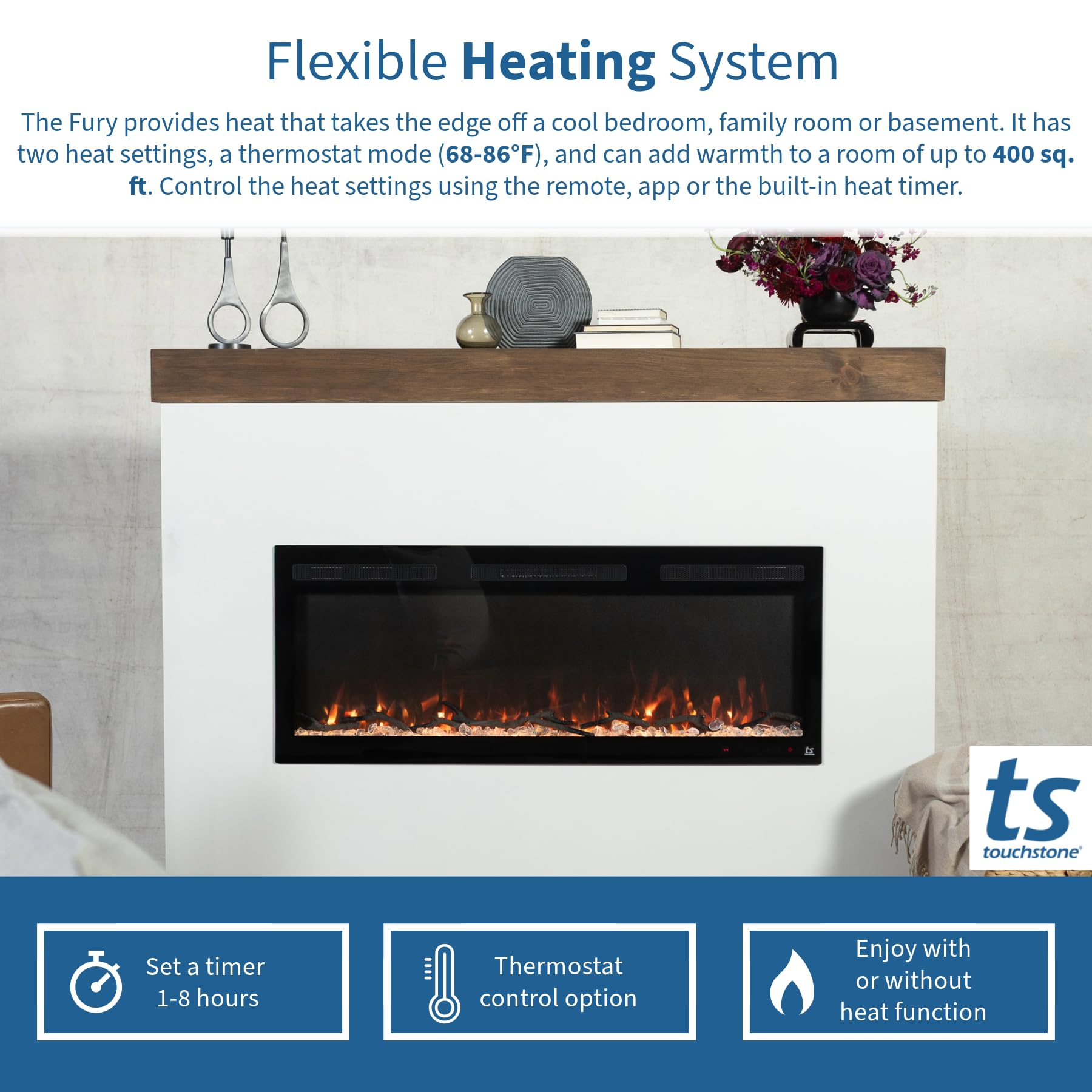 57" Smart Electric Fireplace with WiFi and Alexa