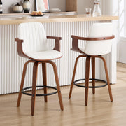 Counter Height Swivel Bar Stools Set of 2 with High Backs