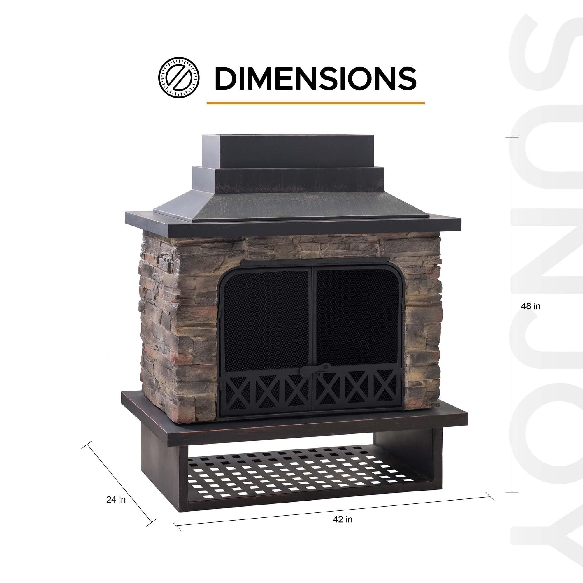 Outdoor Wood Burning Fireplace with Chimney