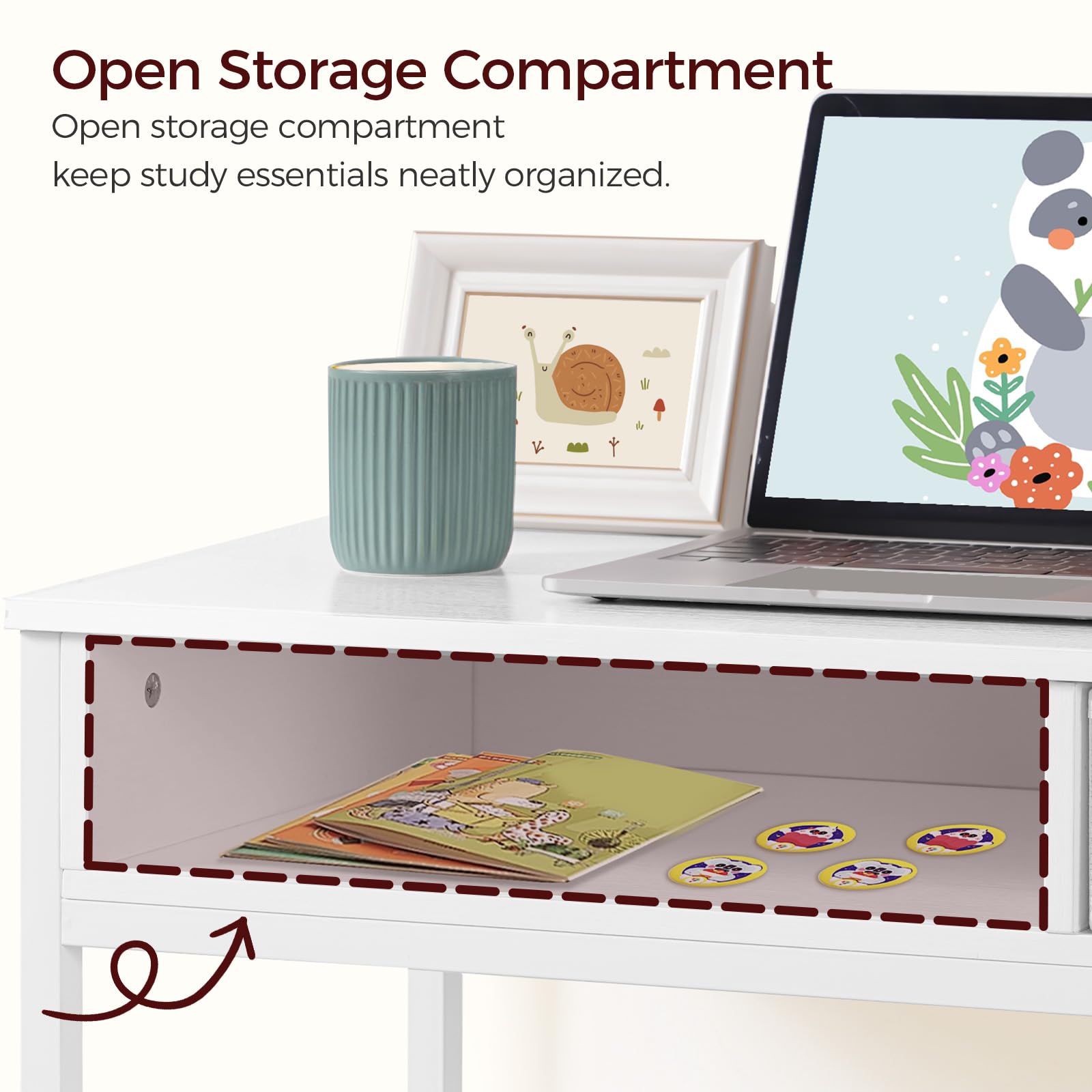 Kids Desk and Chair Set with Book Sorter and Fabric Drawer