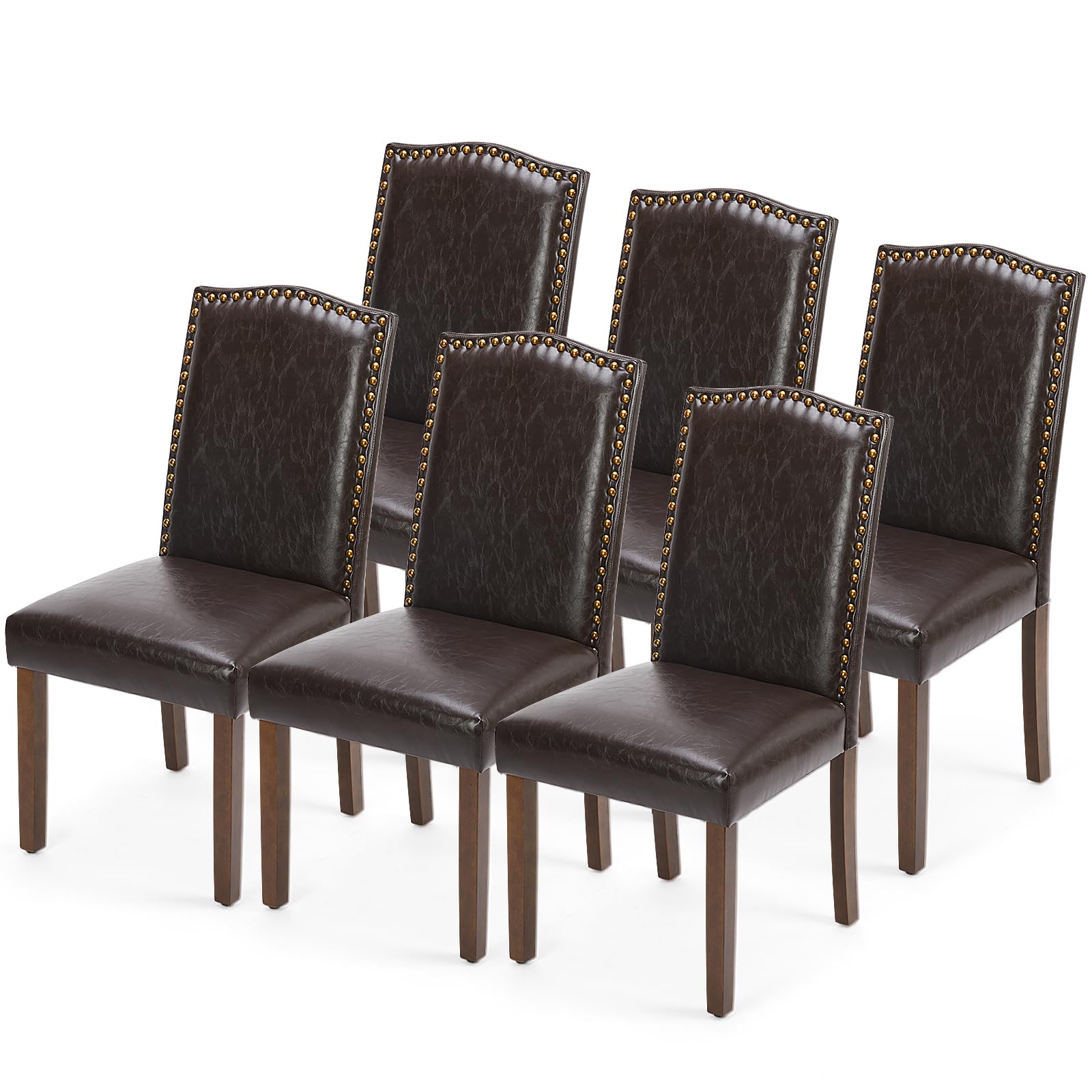 Dining Chairs Set of 6 with Padded Seat and Wooden Legs