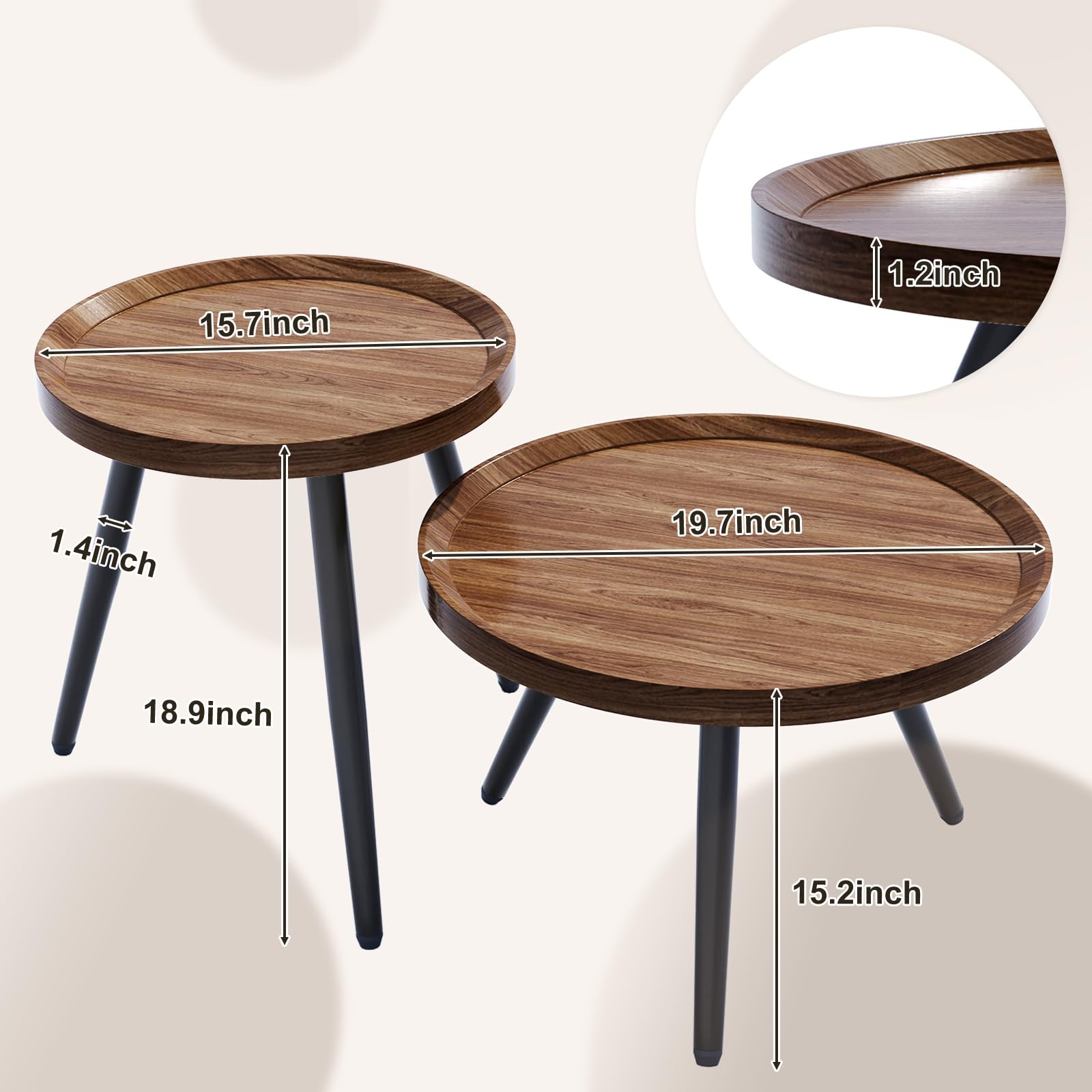 Round Nesting Coffee Table Set of 2