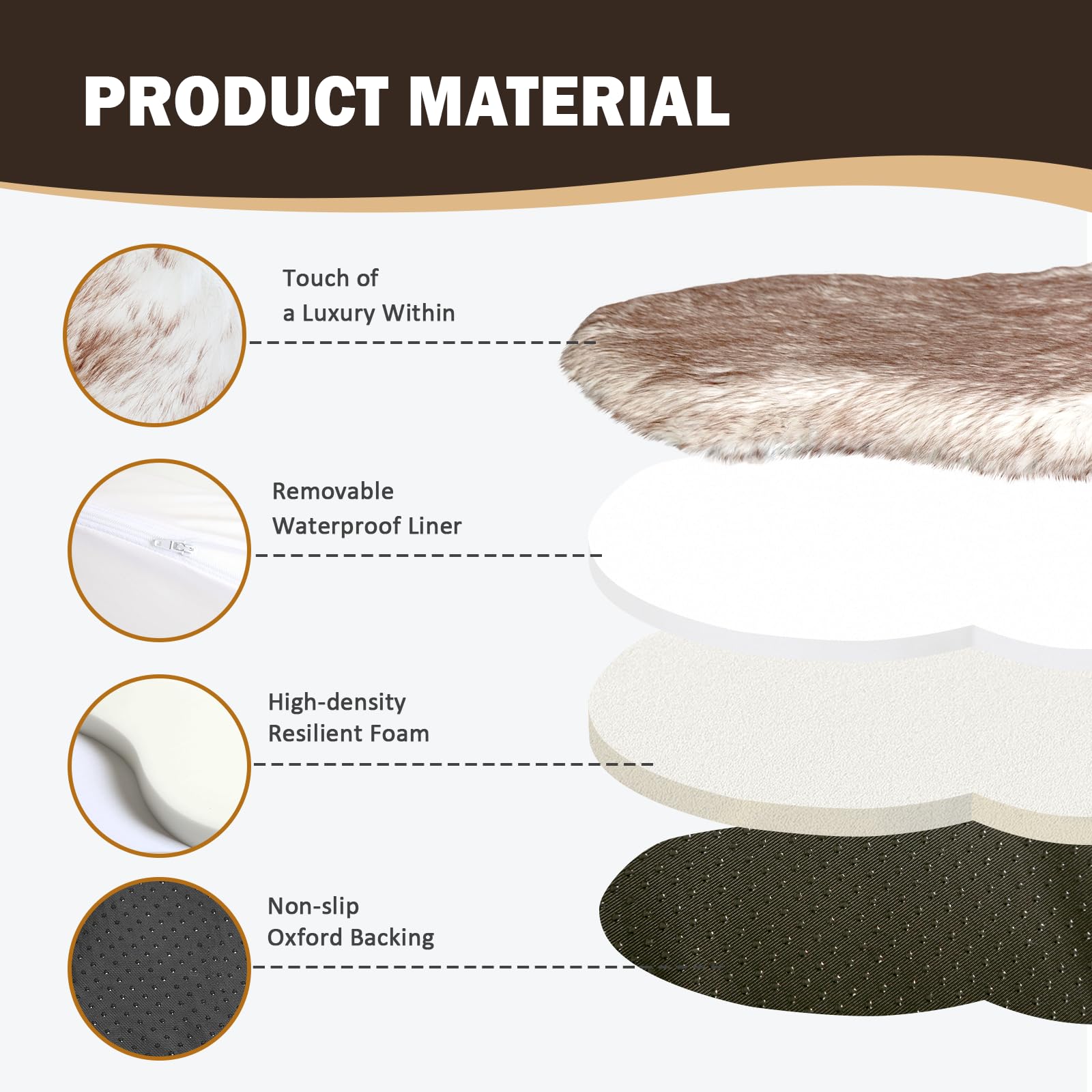 Orthopedic Dog Bed - Fluffy Faux Fur Plush Pet Mat 50x30x2