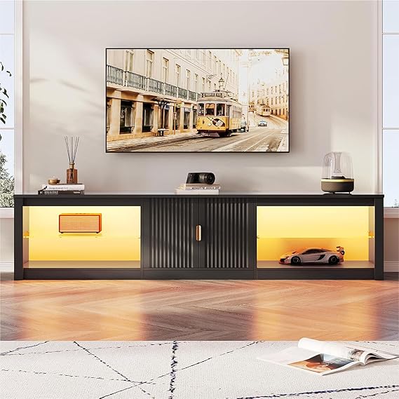 80 Inch LED Gaming TV Stand with Storage Cabinet
