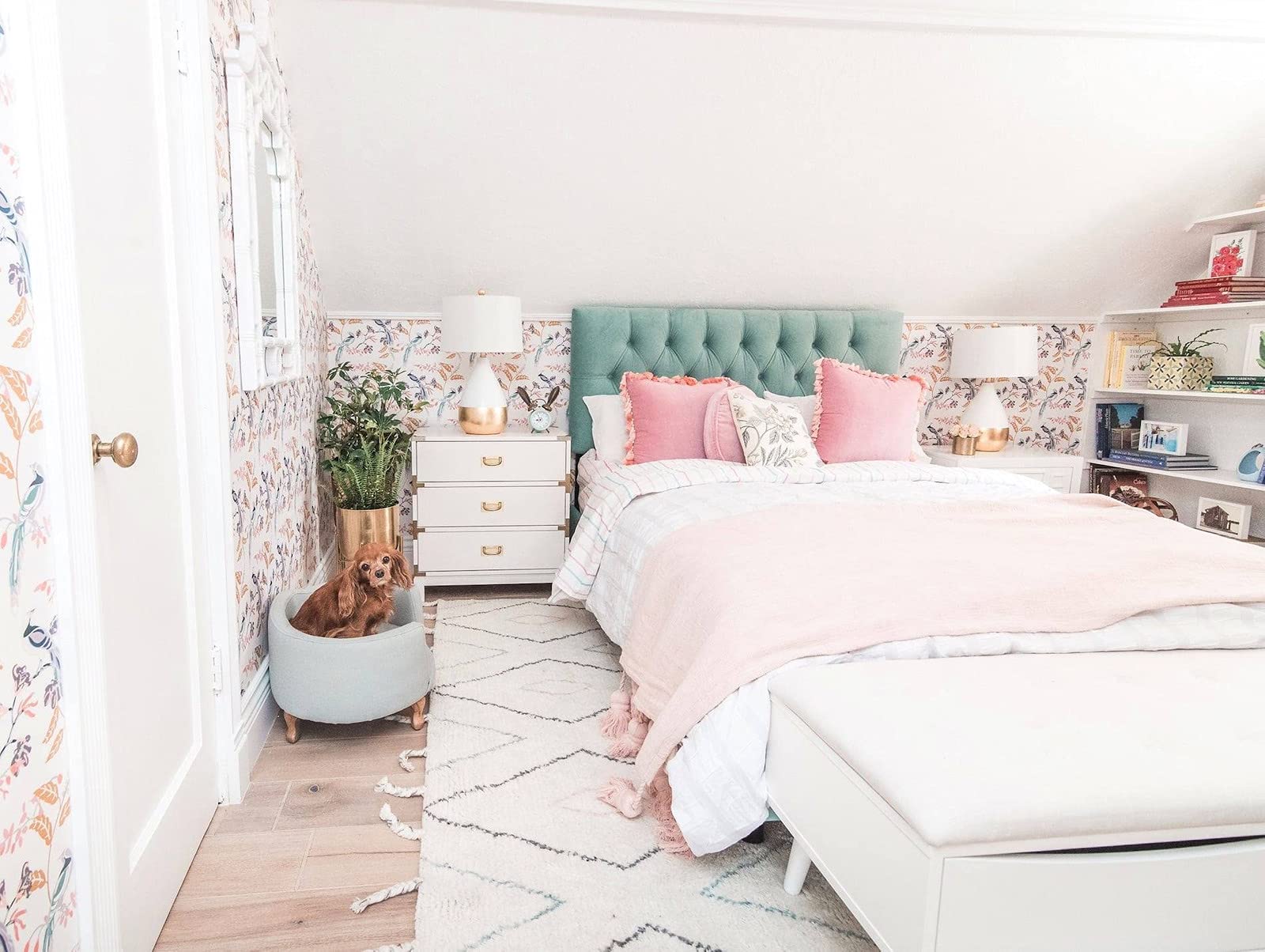 Upholstered Curved Pet Bed - Light Green