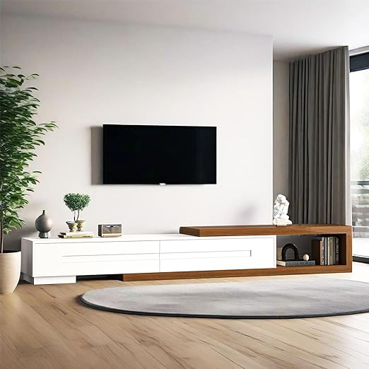Extendable TV Stand with 2 Drawers and Storage