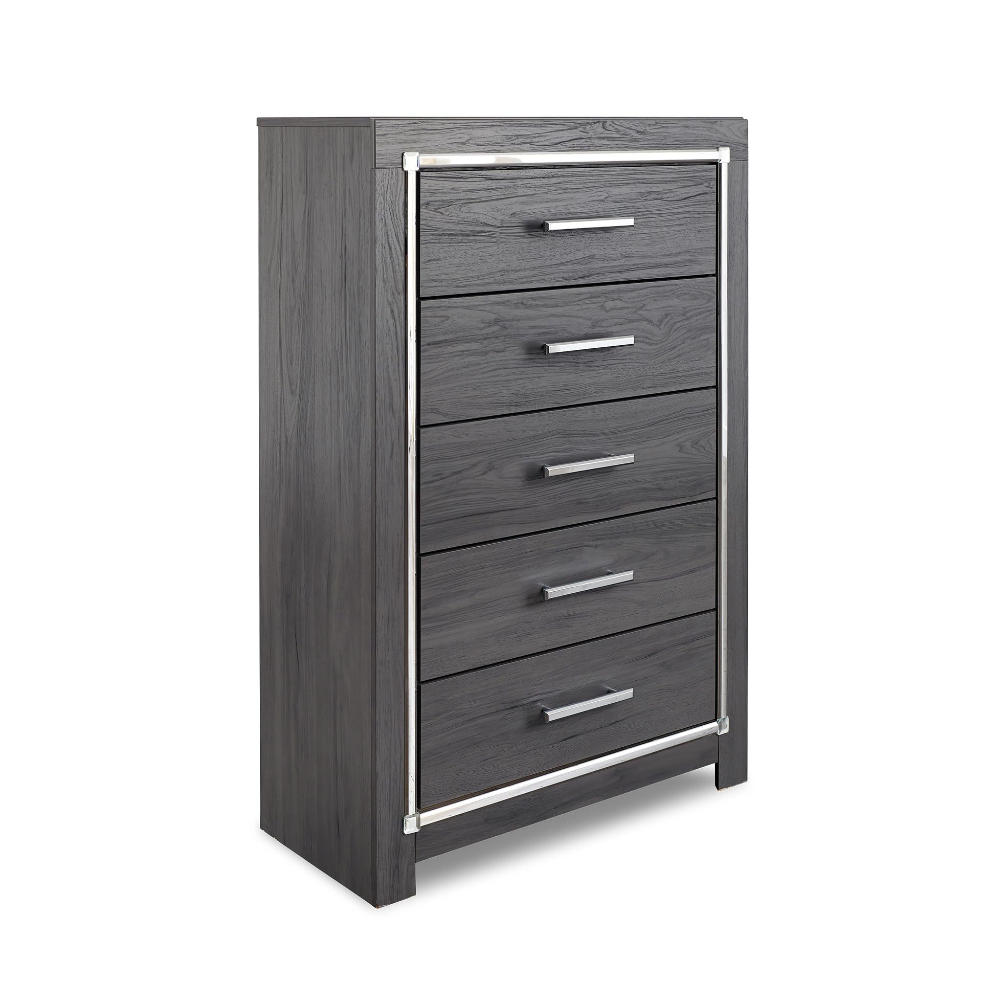 5-Drawer Chest Gray with Chrome Pulls