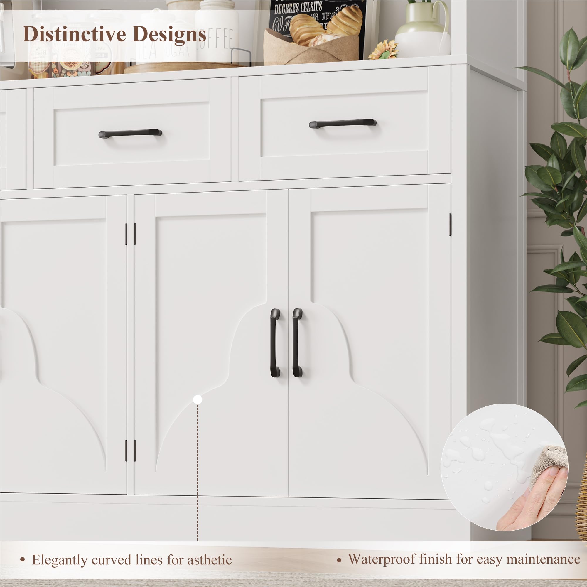 76" Tall Kitchen Pantry Storage Cabinet with Drawers