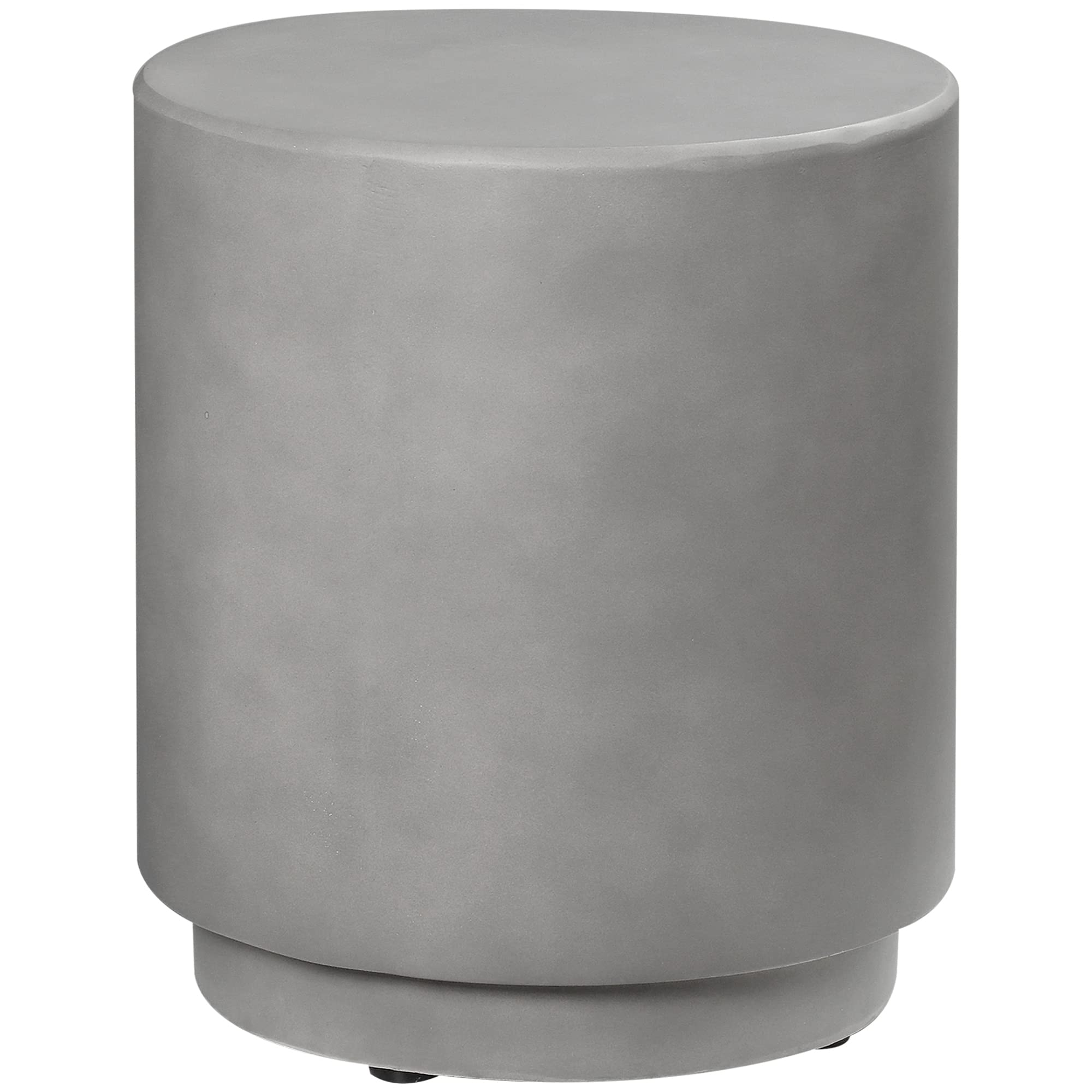 Outdoor Side Table Round Concrete Finish Light Gray