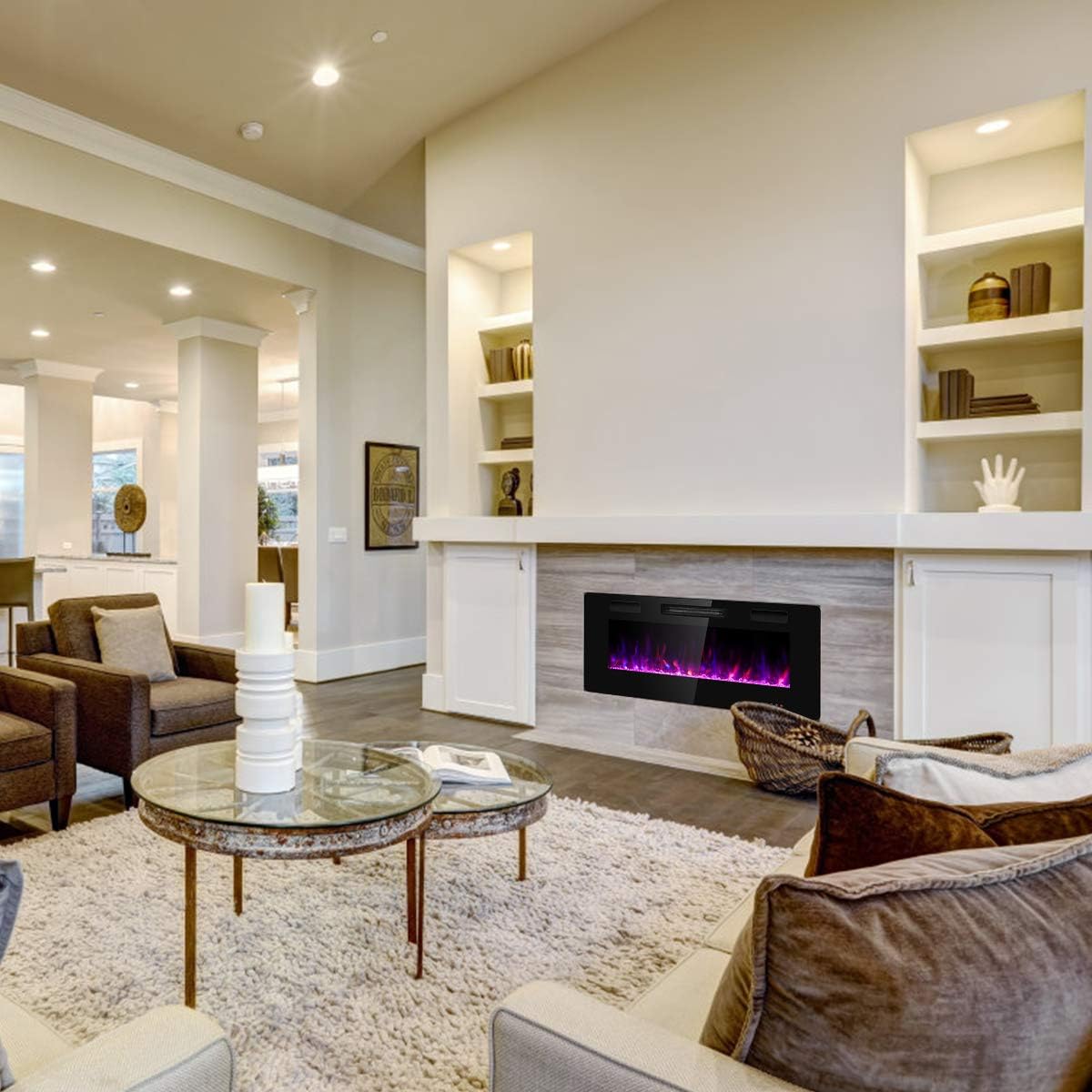 42 Inch Recessed Electric Fireplace Wall Mounted Heater