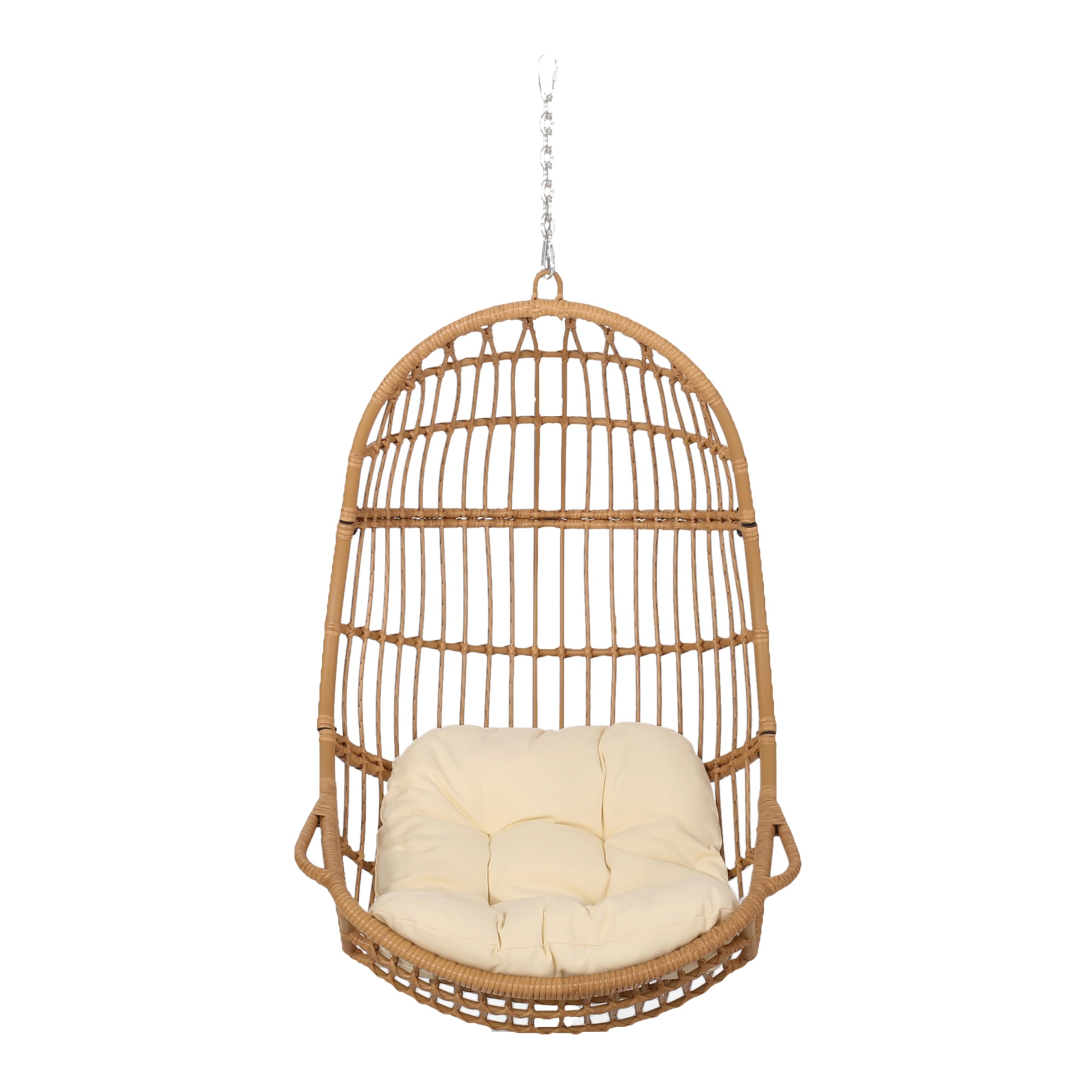 Wicker Basket Hanging Chair with Cushion