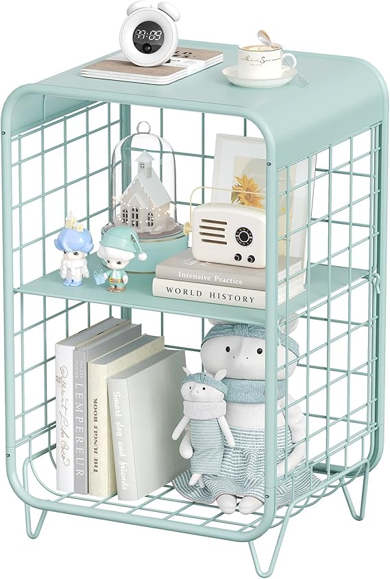 3-Tier Metal Side Table with Storage