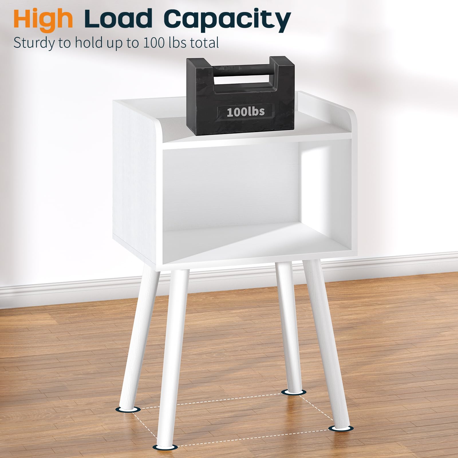 Mid-Century Modern Nightstand with Storage Shelf