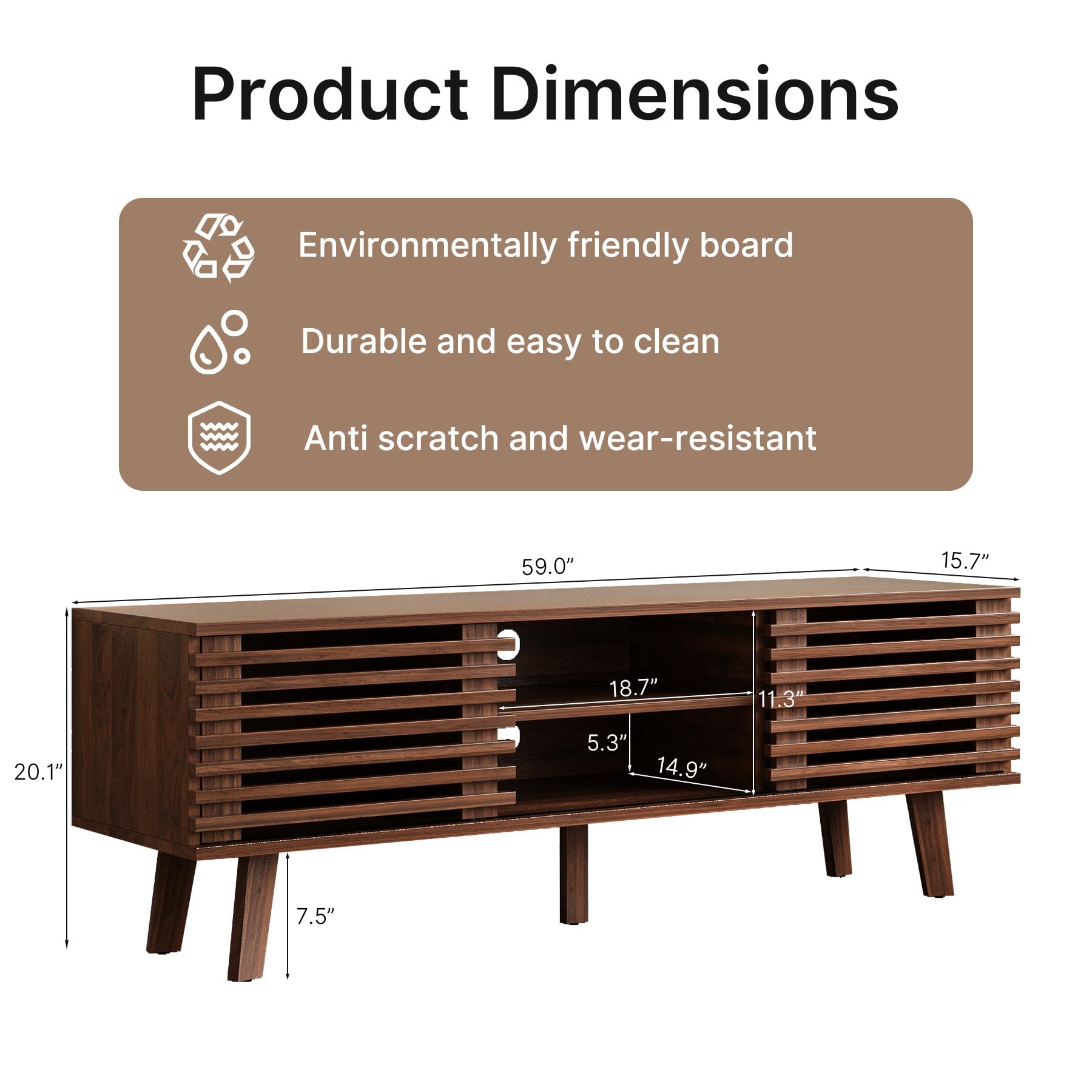 Mid-Century Modern TV Stand with Storage Cabinet