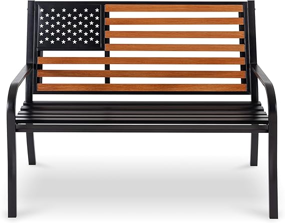 50" Outdoor Garden Bench with Americana Style Backrest