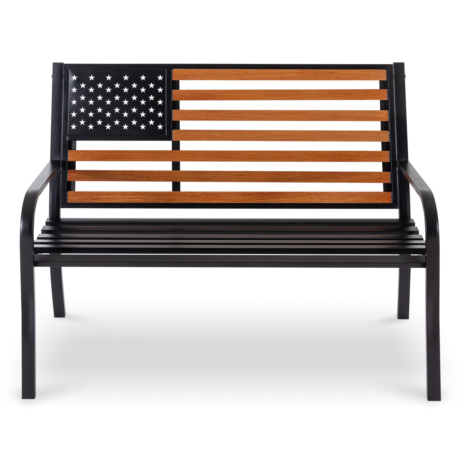 50" Outdoor Garden Bench with Americana Style Backrest