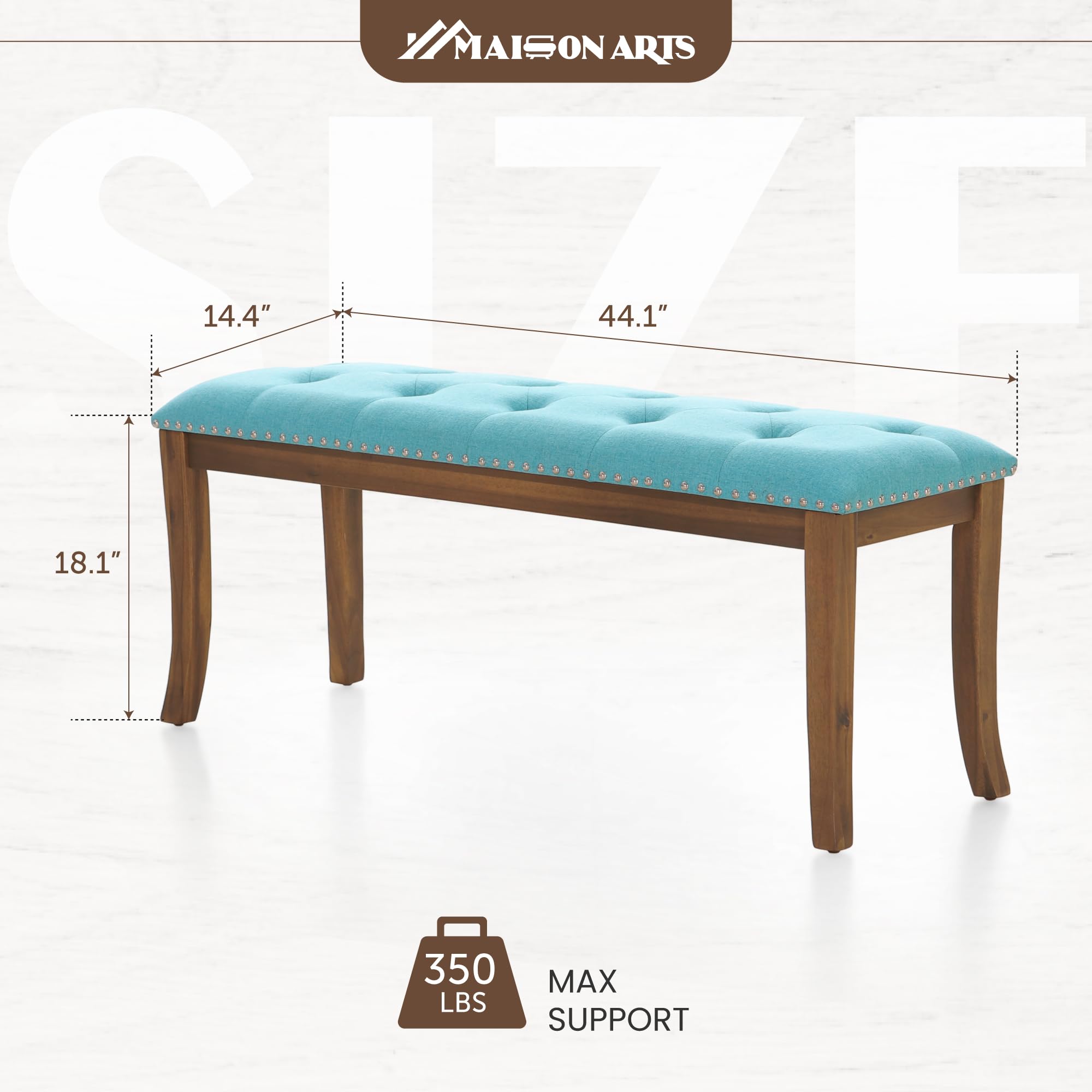 44" Upholstered Dining Bench with Button-Tufted Design
