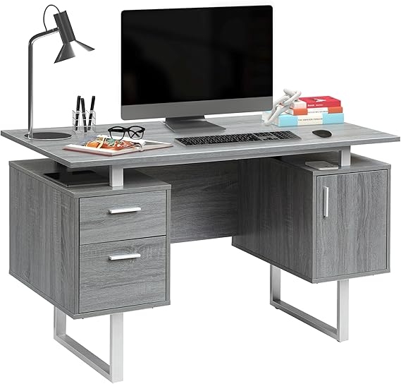 51" Office Desk with Storage Drawers and Cabinet