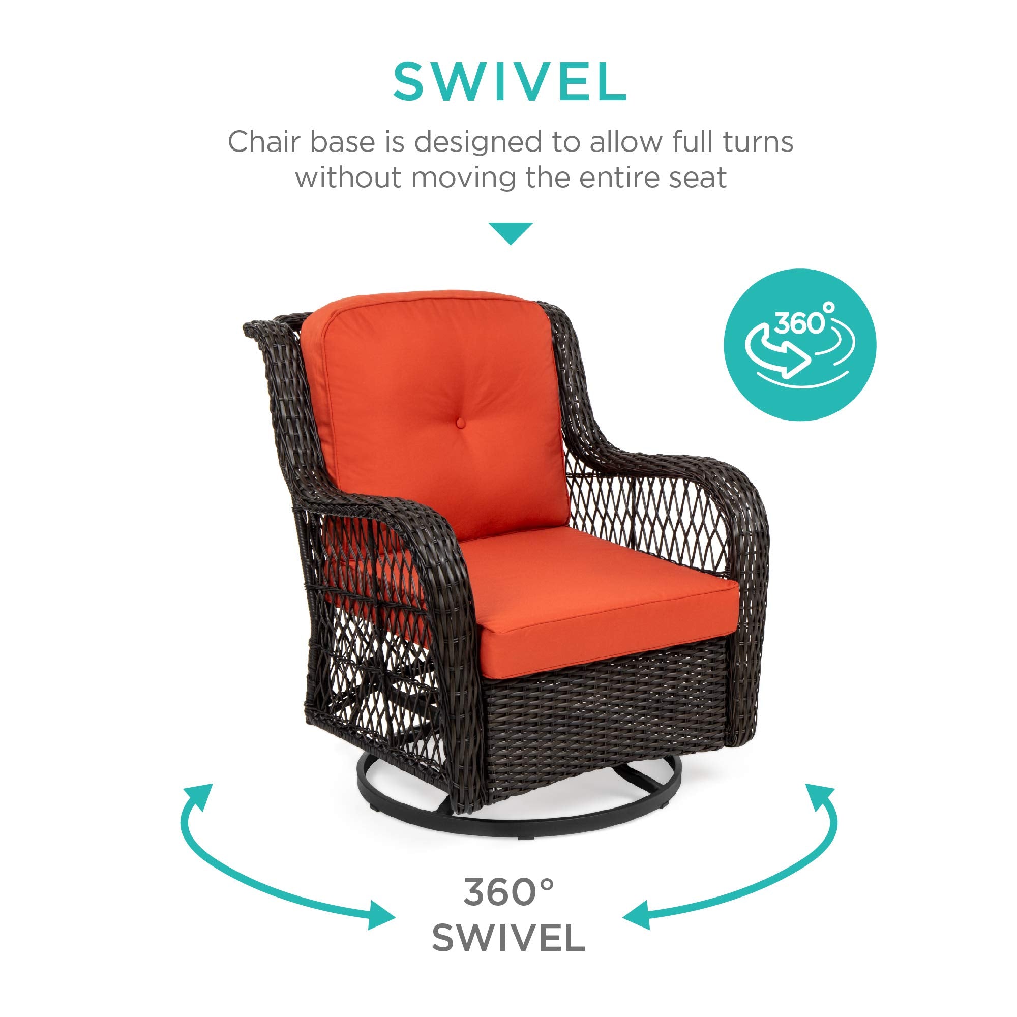 3-Piece Outdoor Wicker Patio Bistro Set with Swivel Rocking Chairs