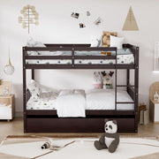 Full Over Full Bunk Bed with Trundle and Safety Rails