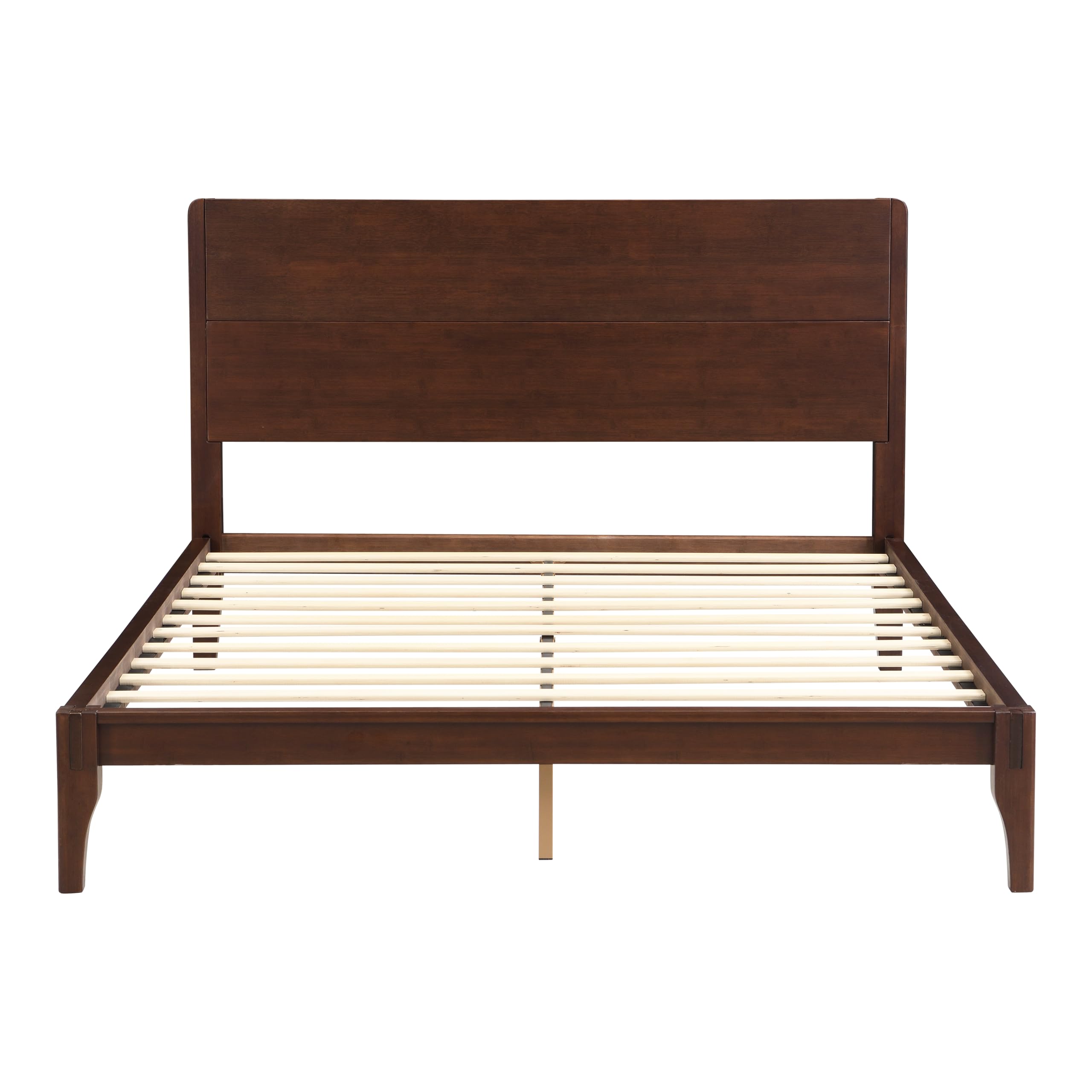Full Size Bamboo Platform Bed with Tall Headboard