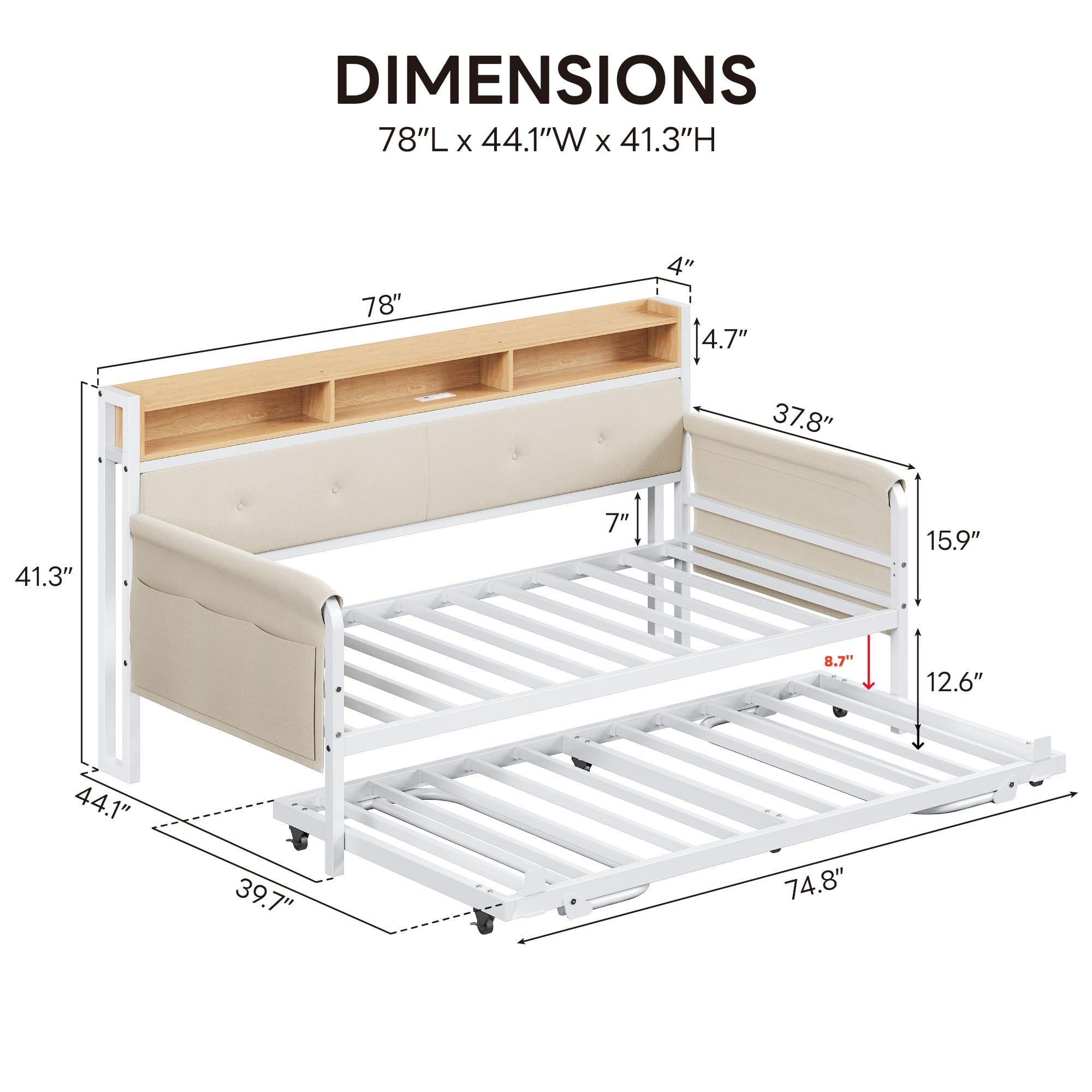 Daybed with Trundle and Charging Station