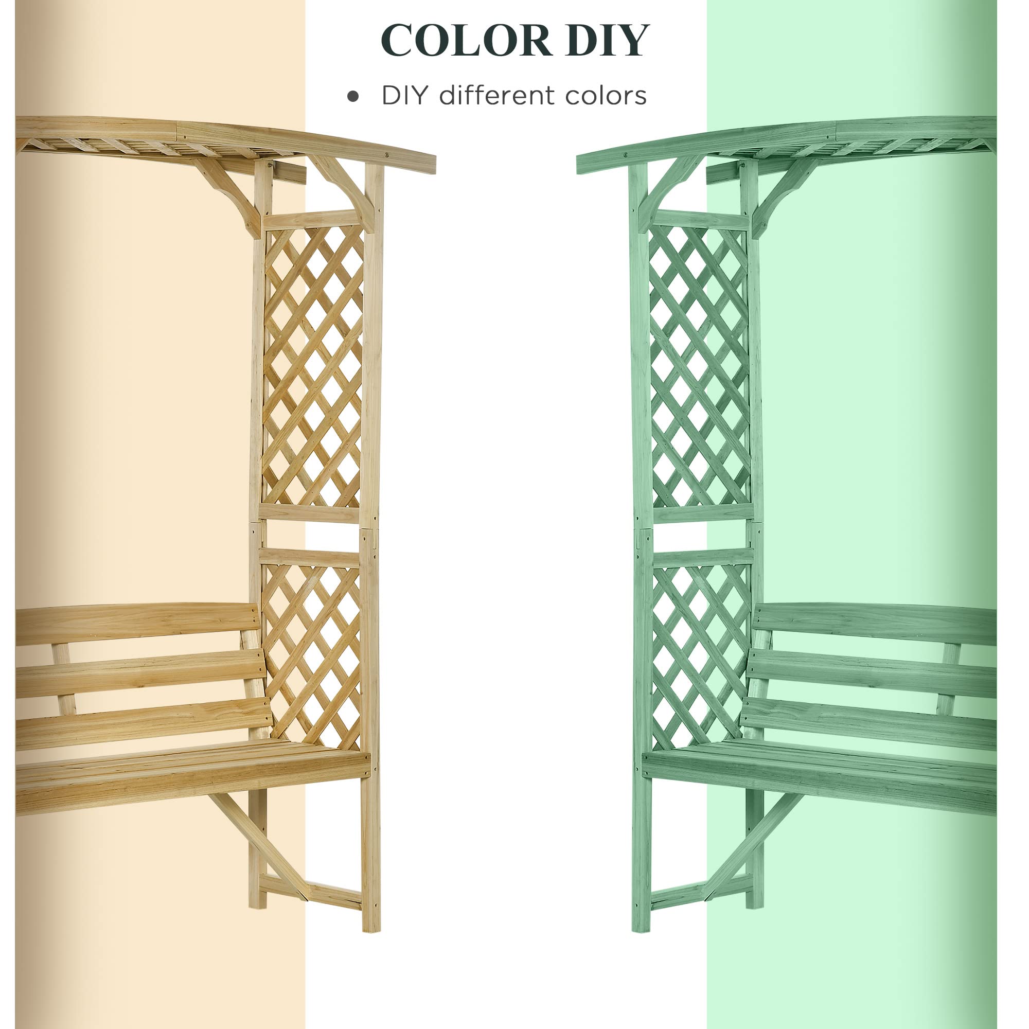 Patio Garden Bench Arbor with Pergola and Trellises