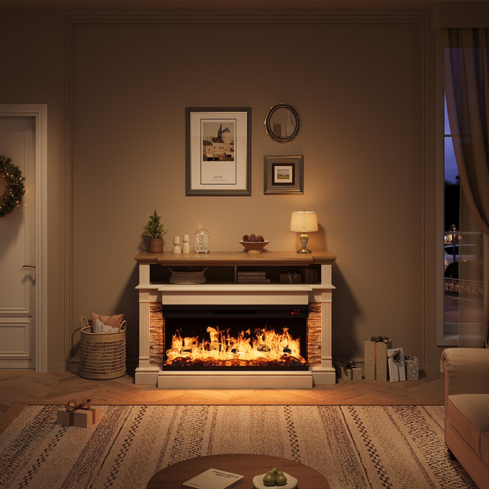 Fireplace TV Stand for TVs up to 65 Inches with Electric Fireplace