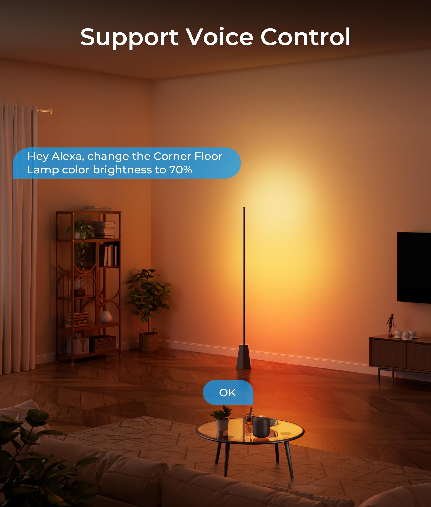 RGBCW Smart Corner Floor Lamp with Music Sync