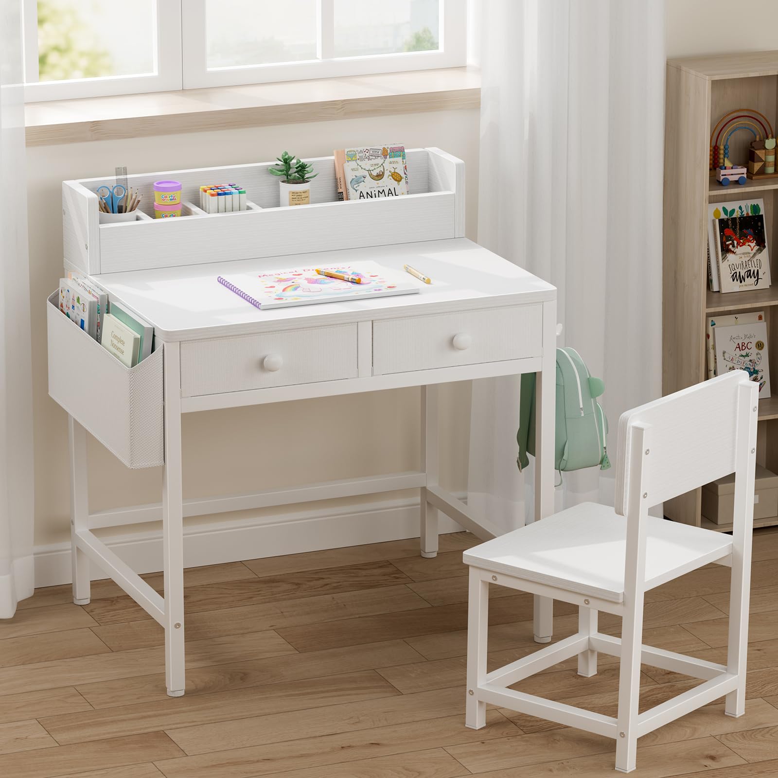 Kids Desk and Chair Set with Storage