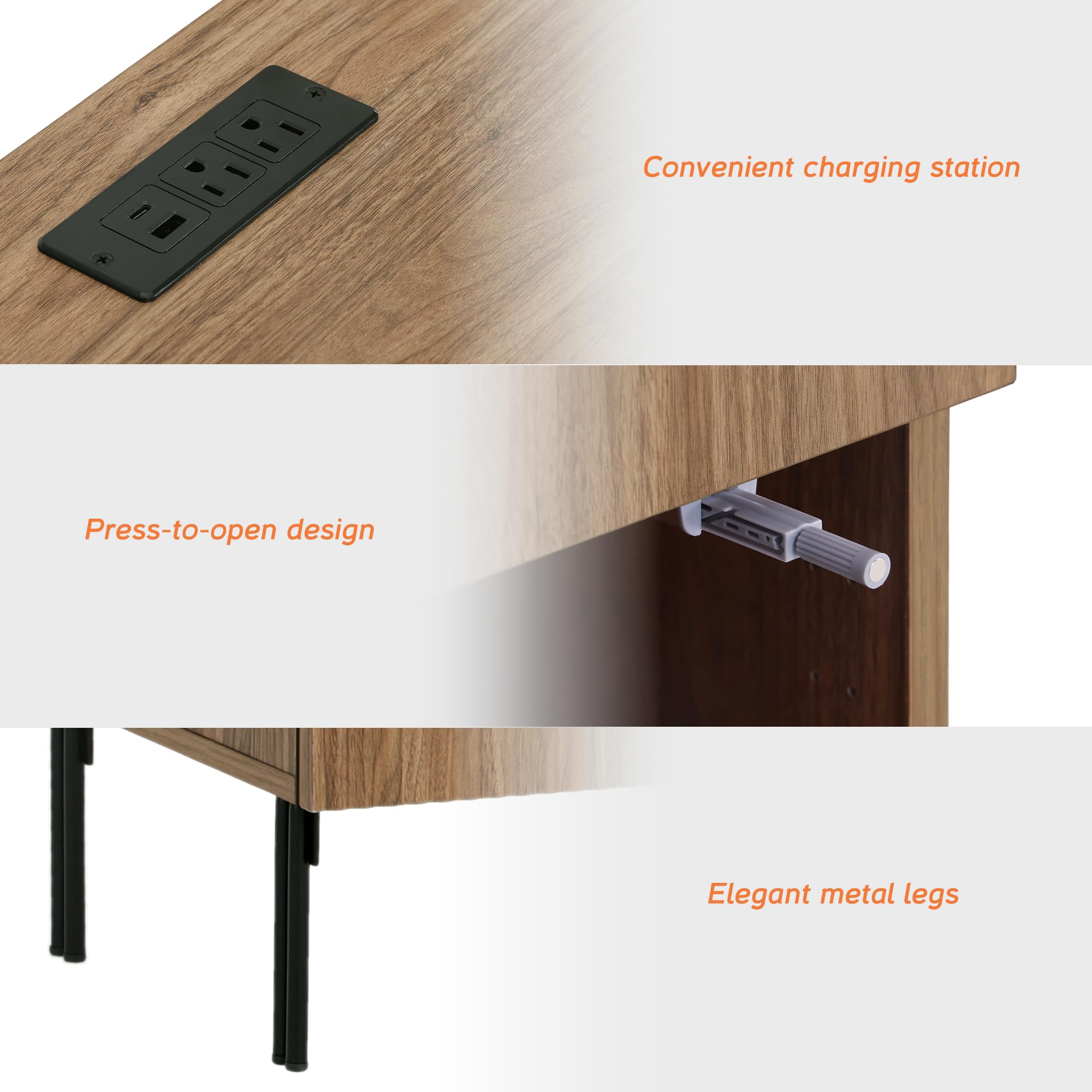 63" Fluted Sideboard Buffet Cabinet with Charging Station