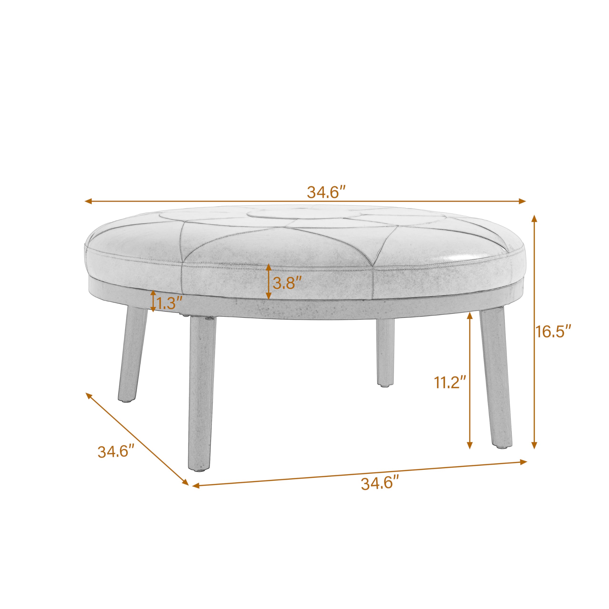 Round Leather Ottoman Coffee Table