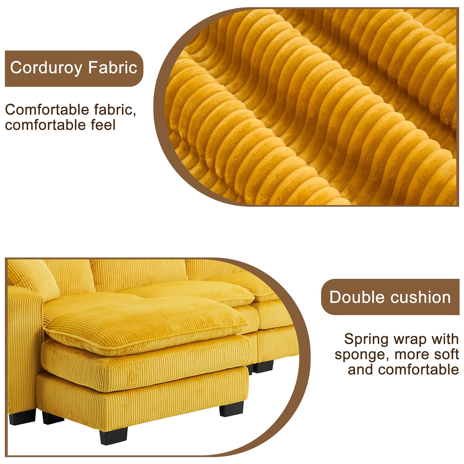 Large Modular Sectional Sofa 6-Seat with Ottoman