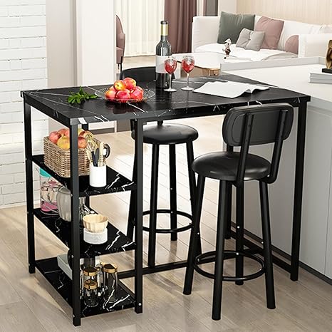 3-Piece Pub Dining Table Set with Storage