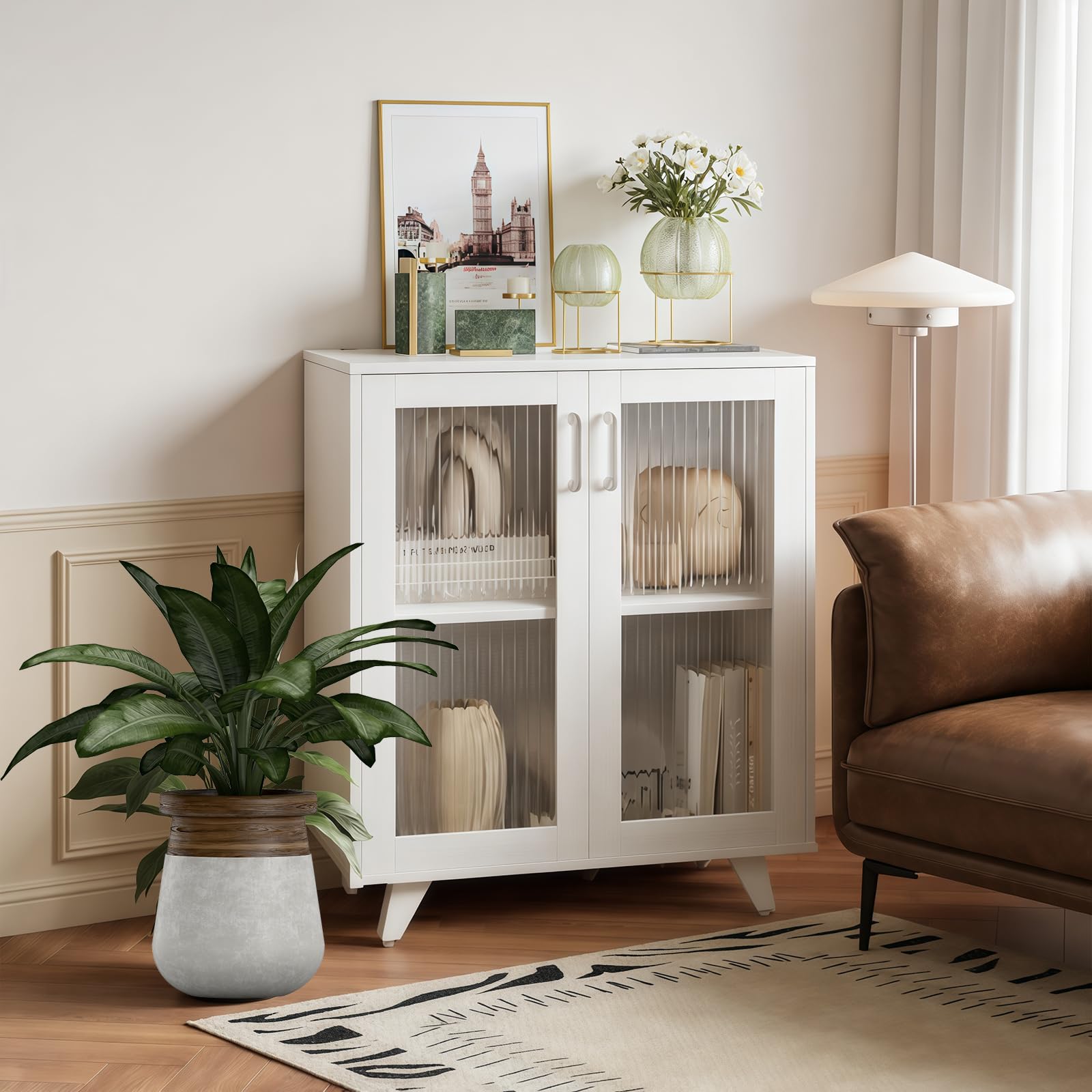White Storage Sideboard Cabinet with Doors