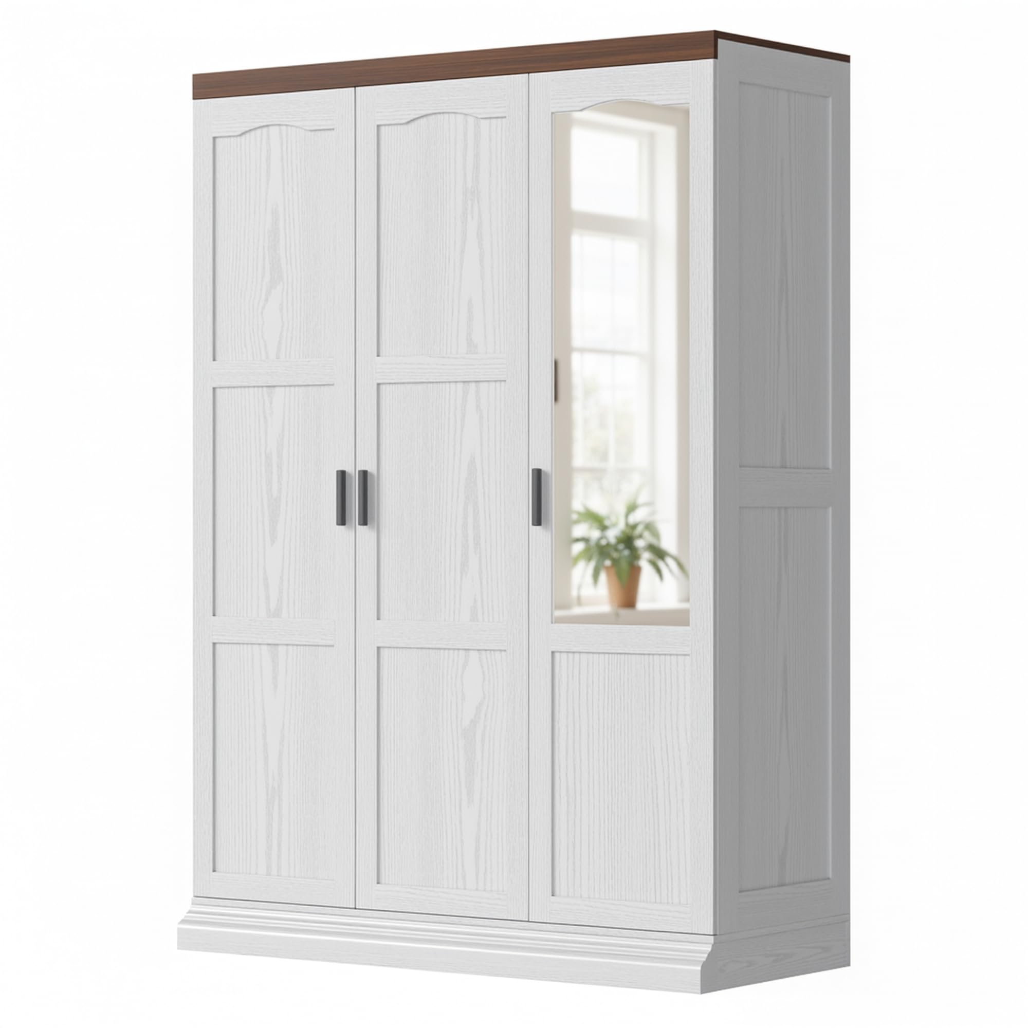 3 Door Armoire Wardrobe Closet with Mirror