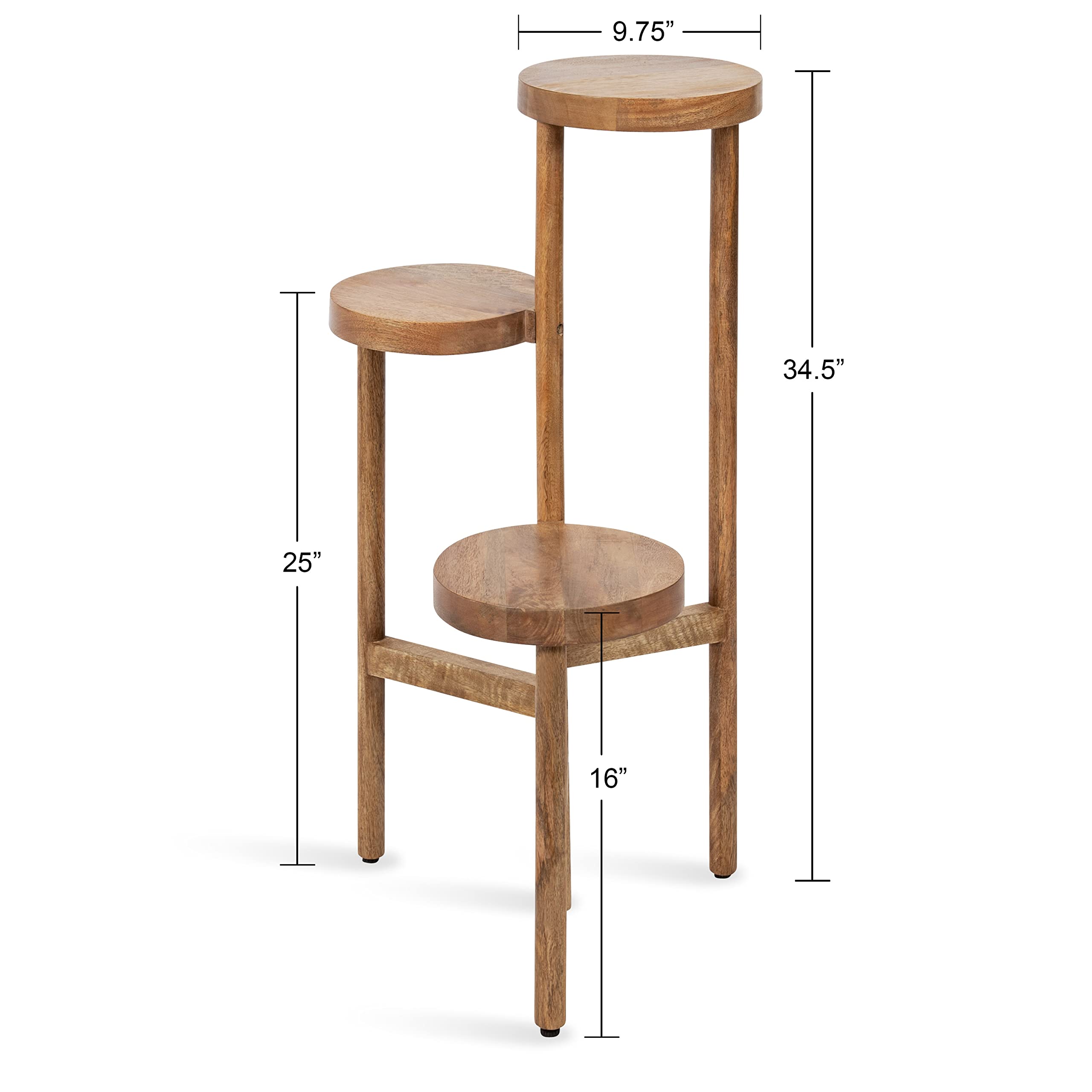 3-Tier Freestanding Plant Stand Natural Wood Farmhouse