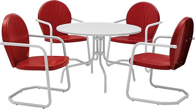 5-Piece Metal Outdoor Dining Set with Round Table and Chairs