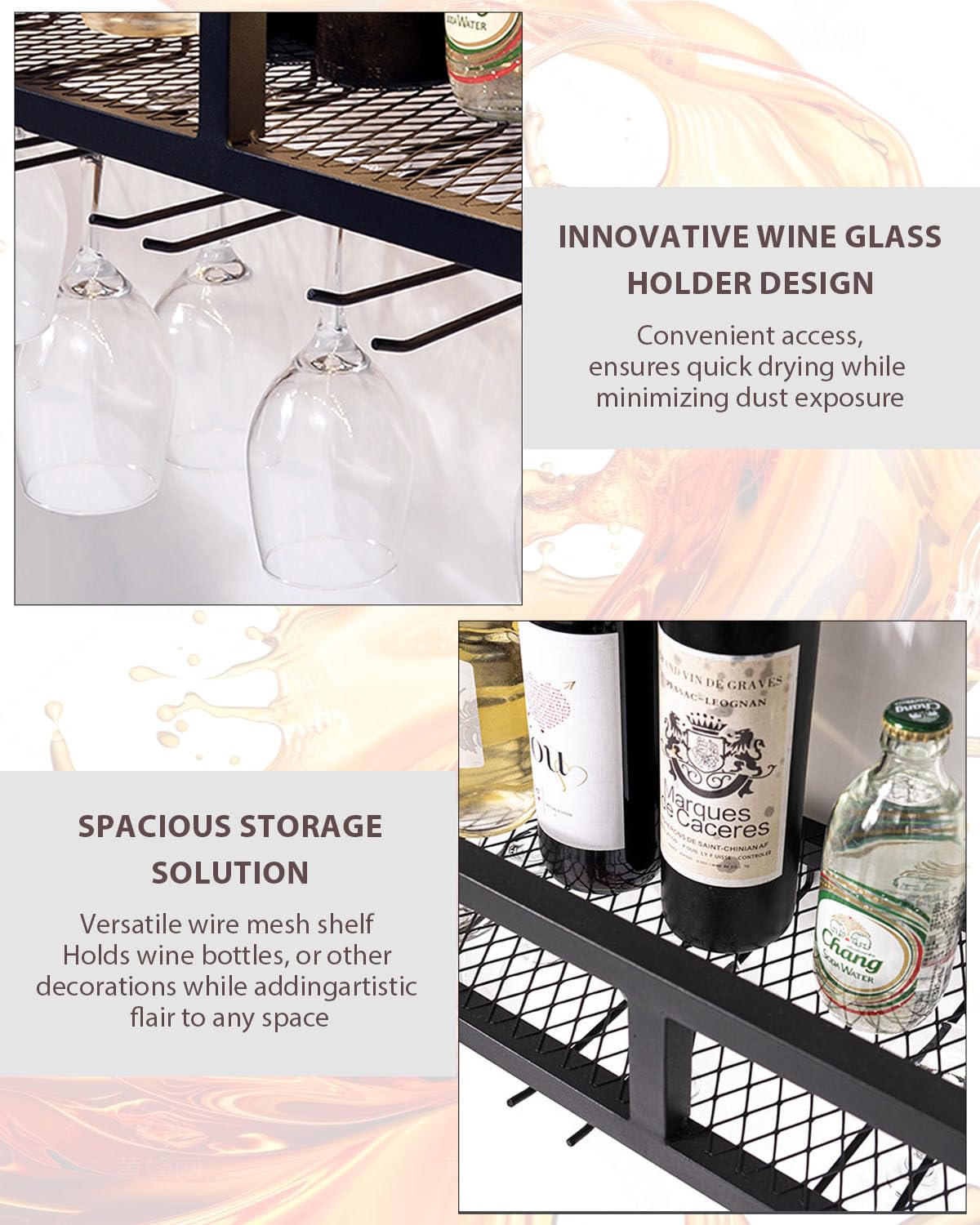 Wall Mounted Wine Rack with LED Light