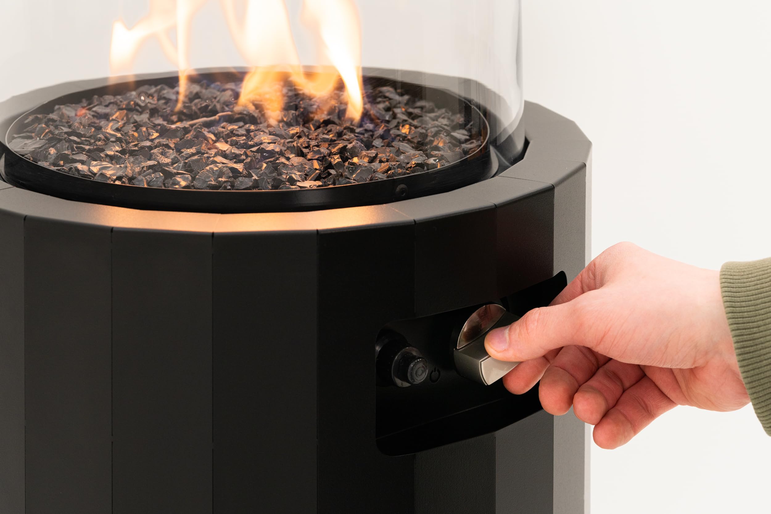 Outdoor Gas Fireplace with Glass Shield