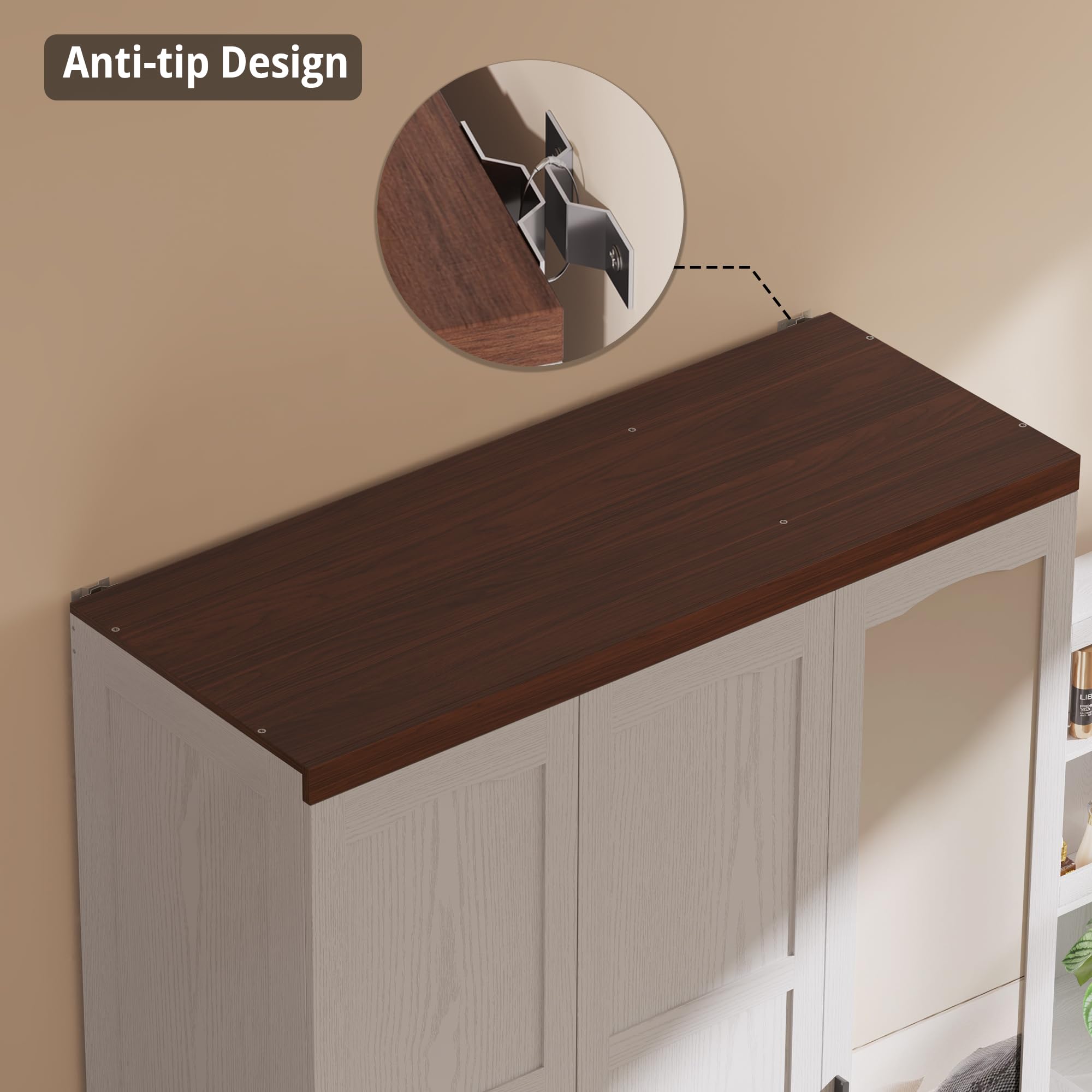 3 Door Armoire Wardrobe Closet with Mirror