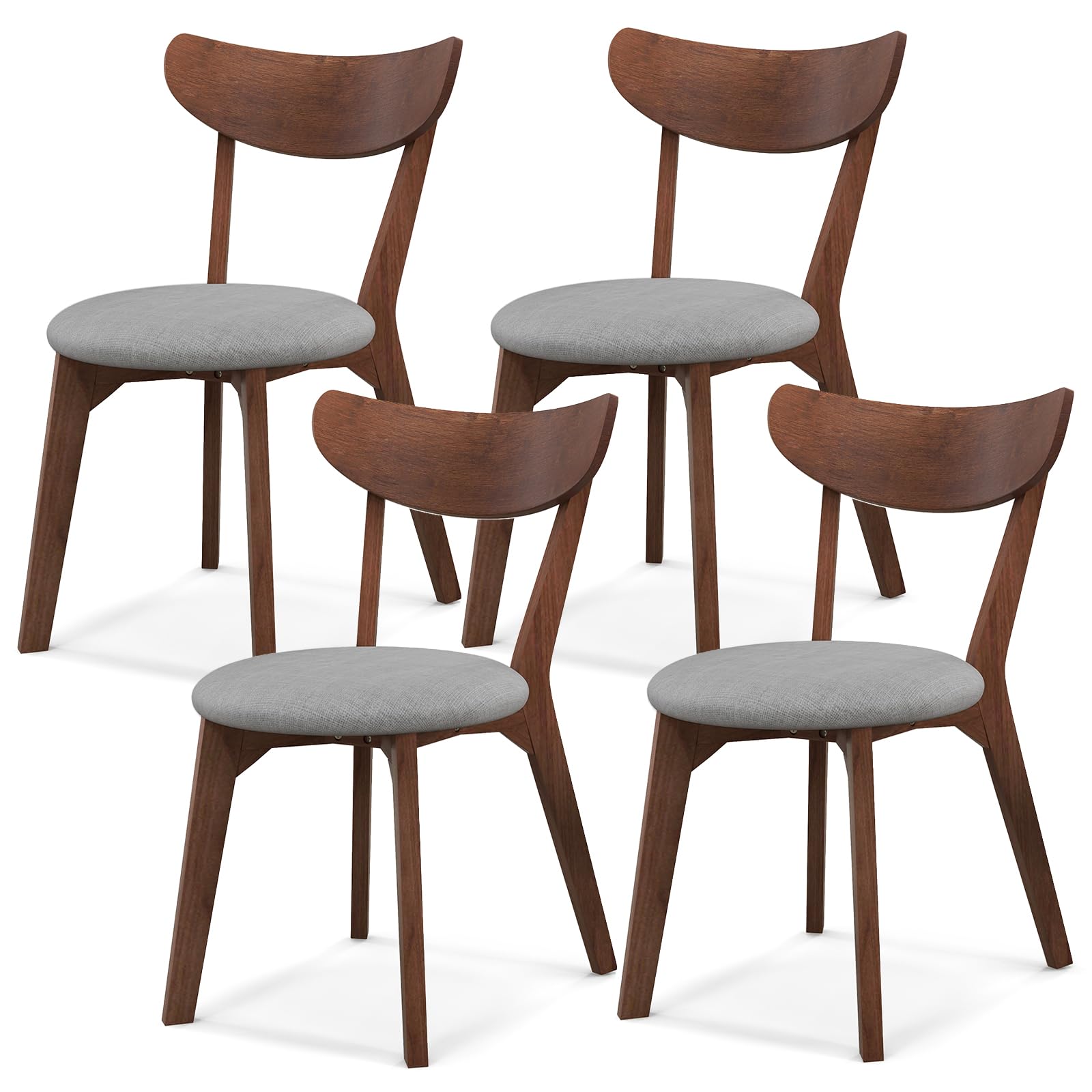 Dining Chairs Set of 4 with Curved High Back