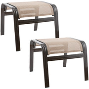 Outdoor Ottoman Set of 2 - Textilene Aluminum Footstools