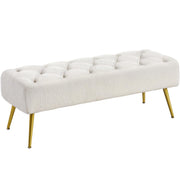 Modern Ottoman Bench Boucle Upholstered Footrest